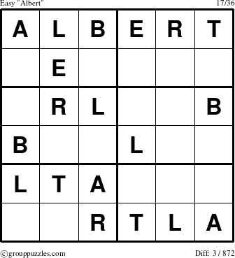The grouppuzzles.com Easy Albert puzzle for 