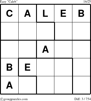 The grouppuzzles.com Easy Caleb puzzle for 