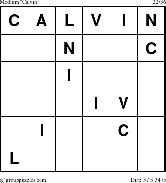 The grouppuzzles.com Medium Calvin puzzle for 