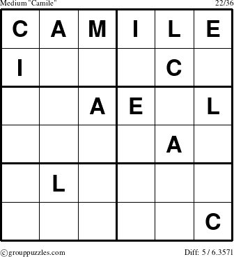 The grouppuzzles.com Medium Camile puzzle for 