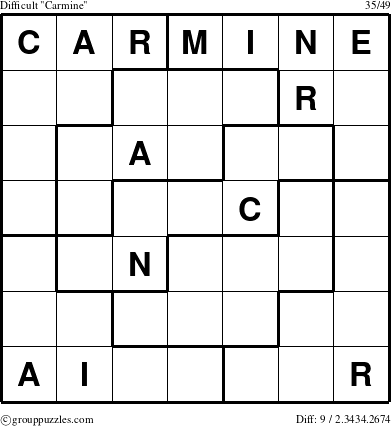 The grouppuzzles.com Difficult Carmine puzzle for 