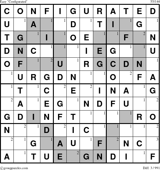The grouppuzzles.com Easy Configurated puzzle for  with the first 3 steps marked