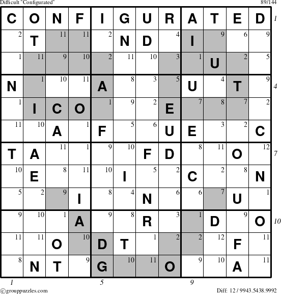 The grouppuzzles.com Difficult Configurated puzzle for  with all 12 steps marked