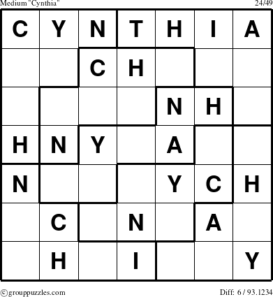 The grouppuzzles.com Medium Cynthia puzzle for 