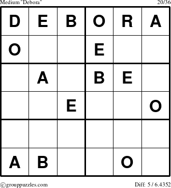 The grouppuzzles.com Medium Debora puzzle for 