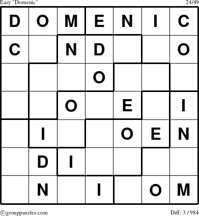 The grouppuzzles.com Easy Domenic puzzle for 