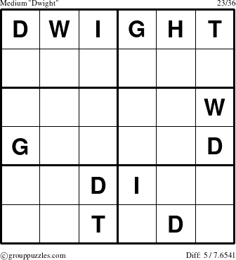 The grouppuzzles.com Medium Dwight puzzle for 