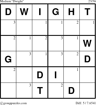 The grouppuzzles.com Medium Dwight puzzle for  with the first 3 steps marked