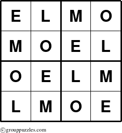 The grouppuzzles.com Answer grid for the Elmo puzzle for 