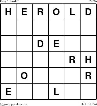The grouppuzzles.com Easy Herold puzzle for 