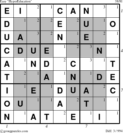 The grouppuzzles.com Easy HyperEducation-c1 puzzle for  with all 3 steps marked