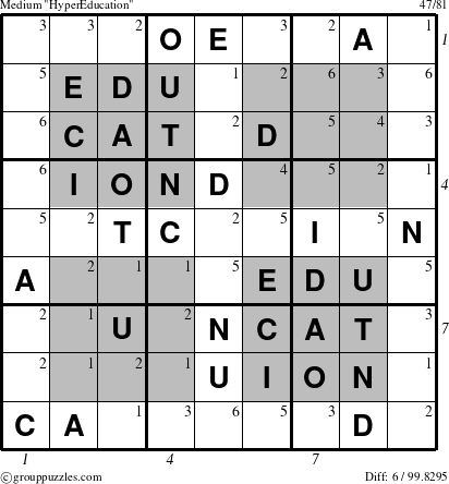 The grouppuzzles.com Medium HyperEducation-i14 puzzle for  with all 6 steps marked