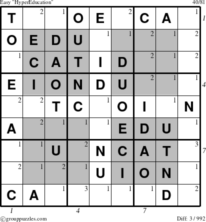 The grouppuzzles.com Easy HyperEducation-i14 puzzle for  with all 3 steps marked