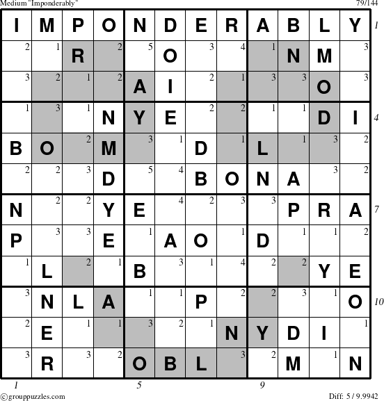 The grouppuzzles.com Medium Imponderably puzzle for  with all 5 steps marked
