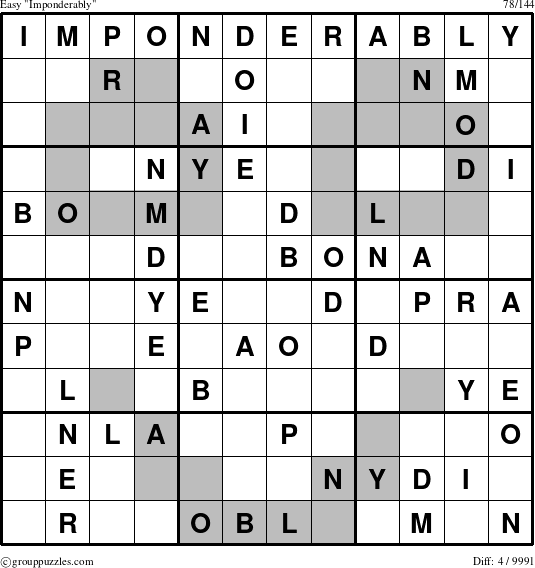 The grouppuzzles.com Easy Imponderably puzzle for 