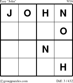 The grouppuzzles.com Easy John puzzle for 