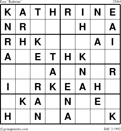 The grouppuzzles.com Easy Kathrine puzzle for 