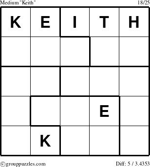The grouppuzzles.com Medium Keith puzzle for 
