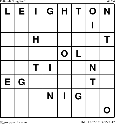 The grouppuzzles.com Difficult Leighton puzzle for 