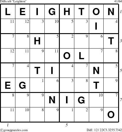 The grouppuzzles.com Difficult Leighton puzzle for  with all 12 steps marked