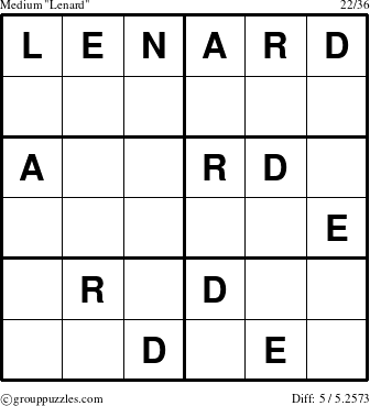 The grouppuzzles.com Medium Lenard puzzle for 