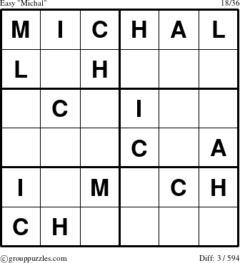 The grouppuzzles.com Easy Michal puzzle for 