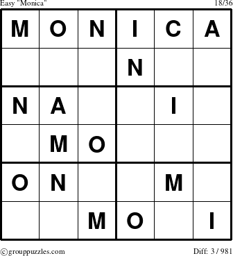 The grouppuzzles.com Easy Monica puzzle for 