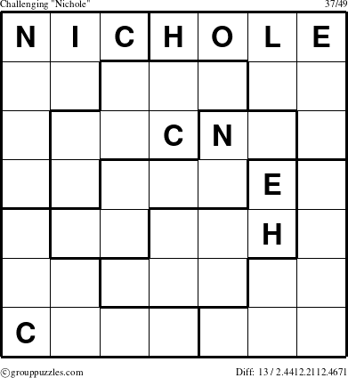 The grouppuzzles.com Challenging Nichole puzzle for 