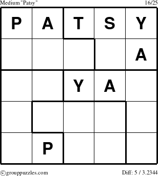 The grouppuzzles.com Medium Patsy puzzle for 
