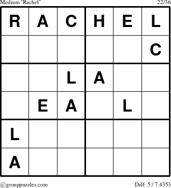 The grouppuzzles.com Medium Rachel puzzle for 
