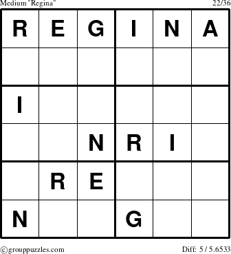 The grouppuzzles.com Medium Regina puzzle for 