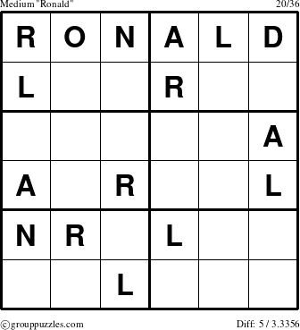 The grouppuzzles.com Medium Ronald puzzle for 