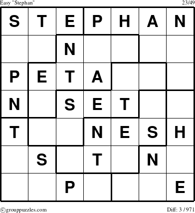 The grouppuzzles.com Easy Stephan puzzle for 