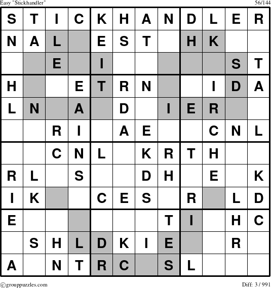 The grouppuzzles.com Easy Stickhandler puzzle for 
