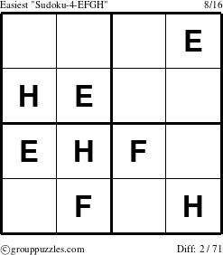 The grouppuzzles.com Easiest Sudoku-4-EFGH puzzle for 