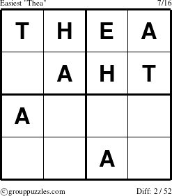 The grouppuzzles.com Easiest Thea puzzle for 