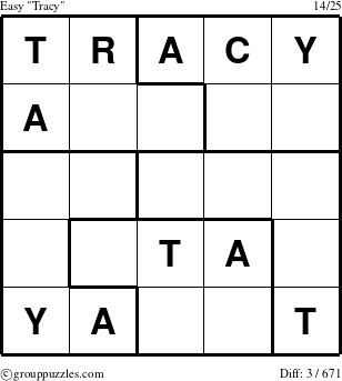 The grouppuzzles.com Easy Tracy puzzle for 