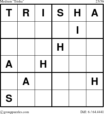 The grouppuzzles.com Medium Trisha puzzle for 