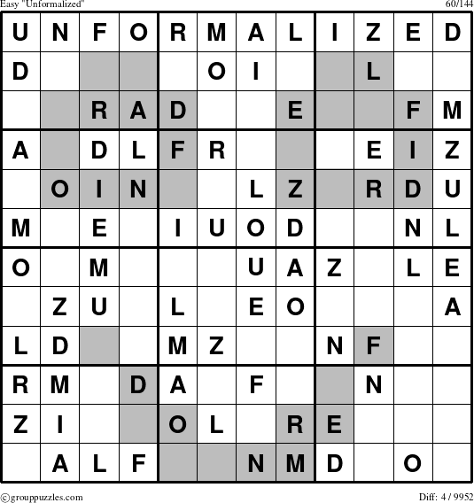 The grouppuzzles.com Easy Unformalized puzzle for 