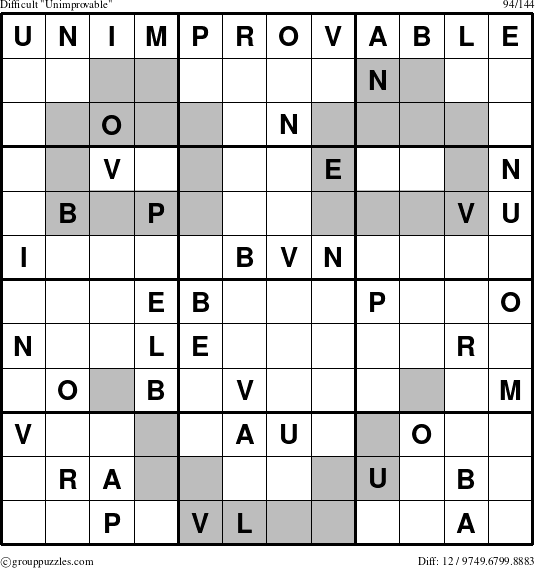 The grouppuzzles.com Difficult Unimprovable puzzle for 