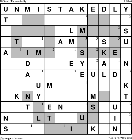 The grouppuzzles.com Difficult Unmistakedly puzzle for  with the first 3 steps marked