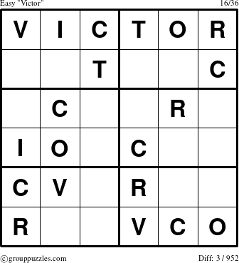 The grouppuzzles.com Easy Victor puzzle for 