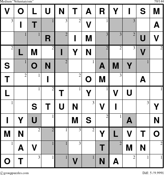 The grouppuzzles.com Medium Voluntaryism puzzle for  with the first 3 steps marked