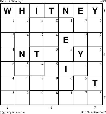 The grouppuzzles.com Difficult Whitney puzzle for  with all 9 steps marked
