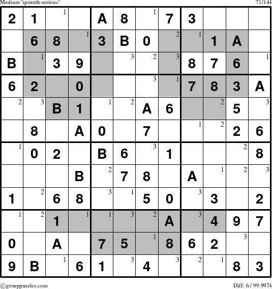 The grouppuzzles.com Medium tpsmith-serious puzzle for  with the first 3 steps marked