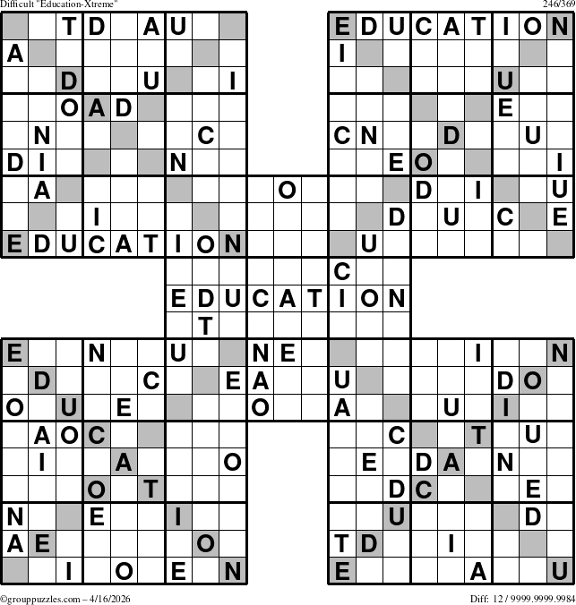 The grouppuzzles.com Difficult Education-Xtreme puzzle for Thursday April 16, 2026