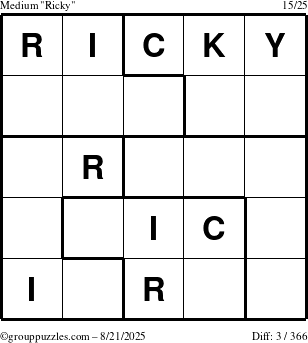 The grouppuzzles.com Medium Ricky puzzle for Thursday August 21, 2025