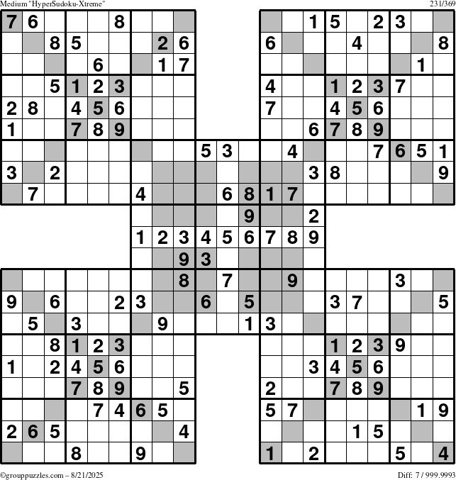 The grouppuzzles.com Medium cover-HyperXtreme puzzle for Thursday August 21, 2025