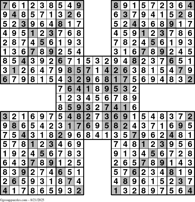 The grouppuzzles.com Answer grid for the cover-HyperXtreme puzzle for Thursday August 21, 2025