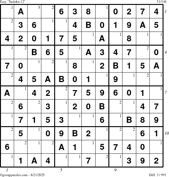 The grouppuzzles.com Easy Sudoku-12 puzzle for Thursday August 21, 2025 with all 3 steps marked